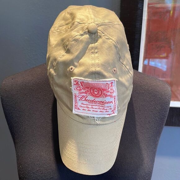 Budweiser logo khaki cotton adjustable baseball style hat. New. - Picture 1 of 4